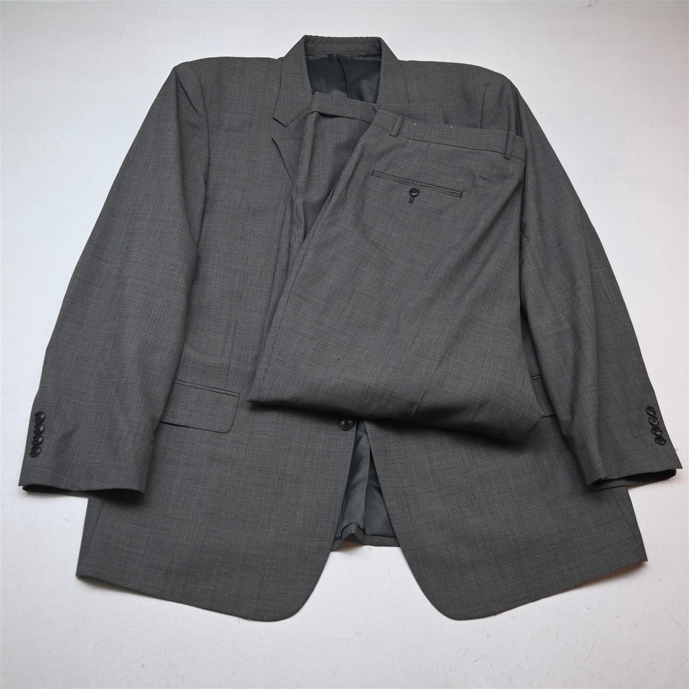 Gerald Austin 48L 40x30 Gray Houndstooth 100% Wool Mens Jacket Pants Suit